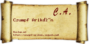 Czumpf Arikán névjegykártya